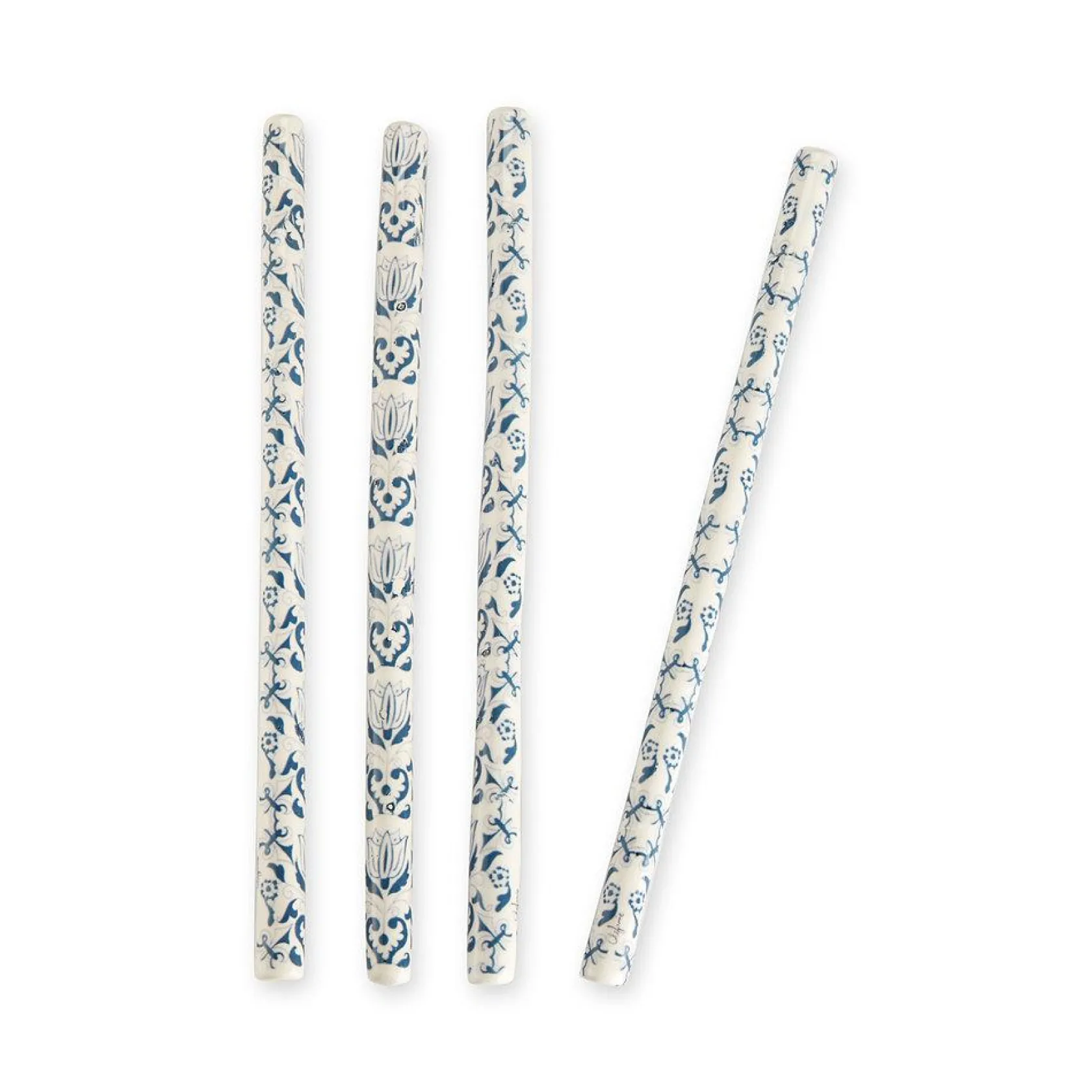 Blue & White Ceramic Straws (4)|Chefanie Outlet