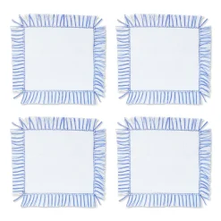 Blue & White Fringe Cocktail Napkins (4)|Chefanie Online