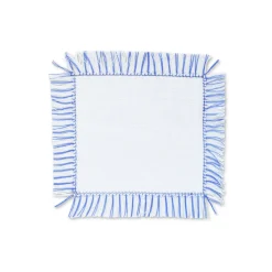 Blue & White Fringe Cocktail Napkins (4)|Chefanie Online