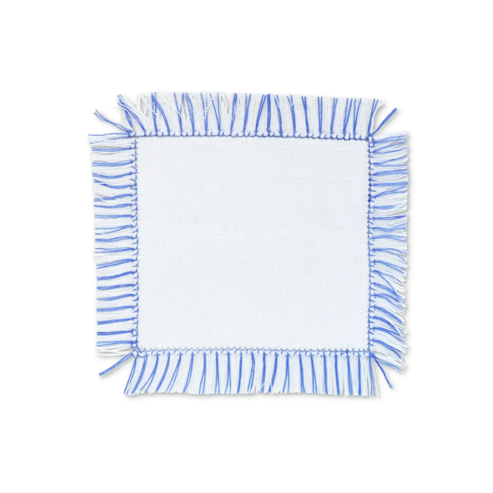 Blue & White Fringe Cocktail Napkins (4)|Chefanie Online