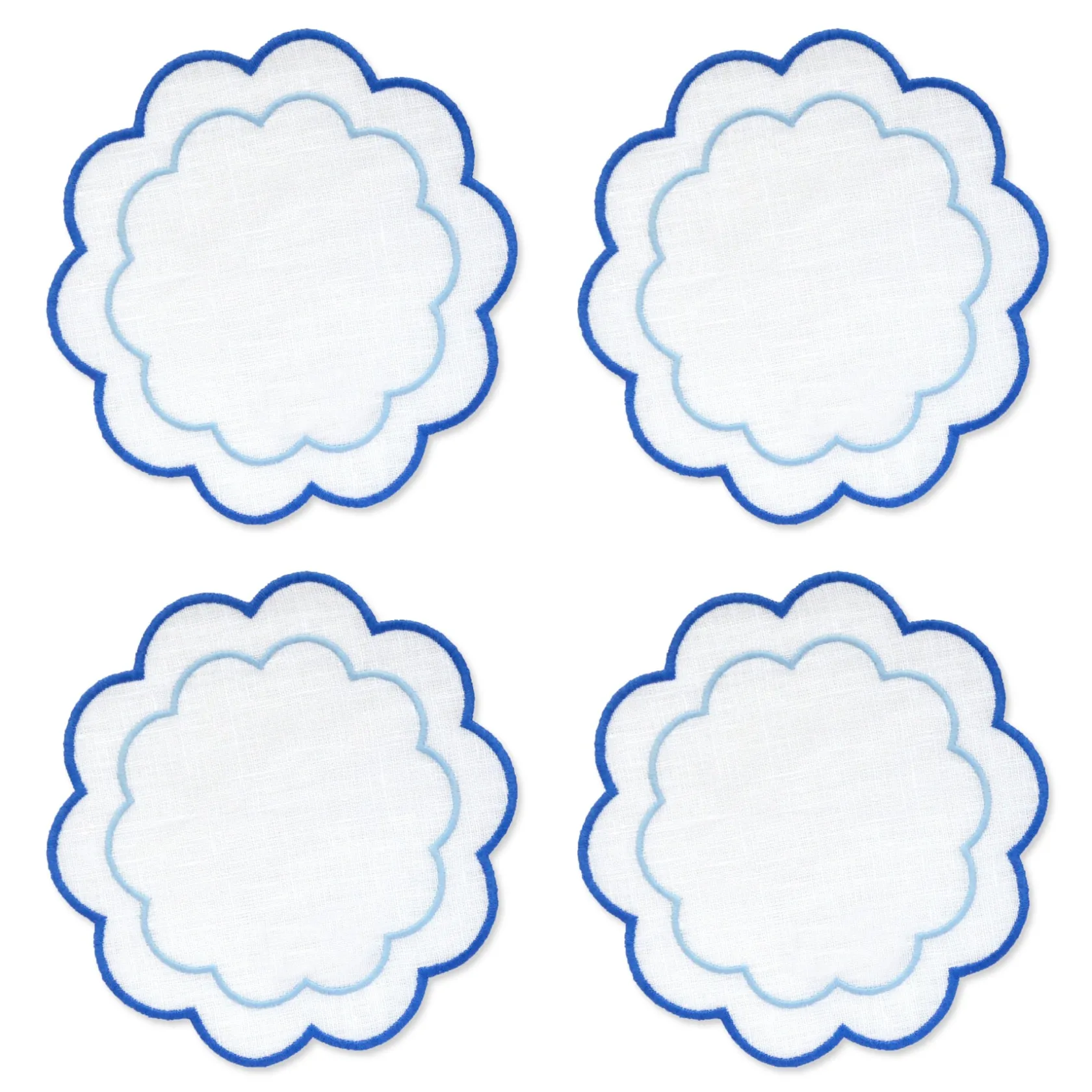 Blue Scalloped Cocktail Napkins (4)|Chefanie Outlet