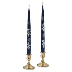 Blue Snowflake Painted Tapers (2)|Chefanie Clearance
