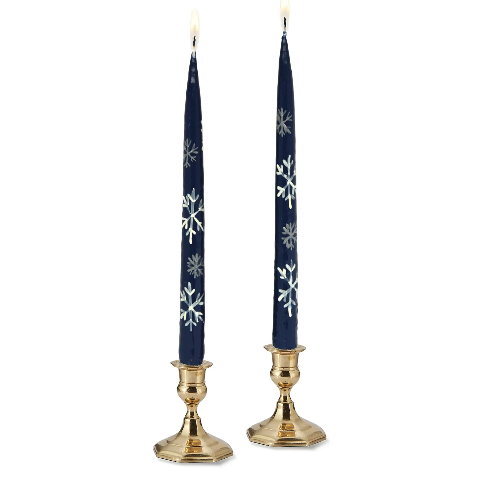 Blue Snowflake Painted Tapers (2)|Chefanie Clearance