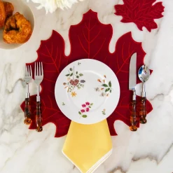 Burgundy Leaf Placemat|Chefanie Clearance