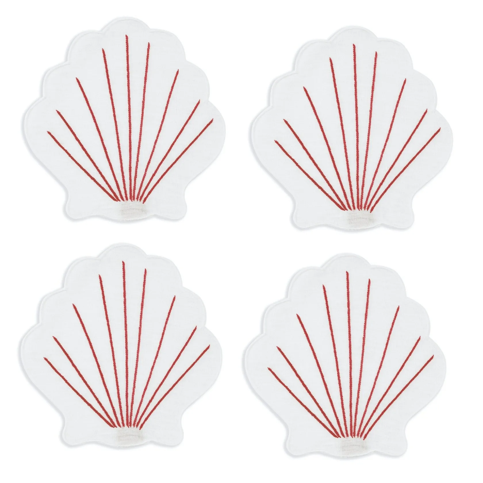 Coral Coquilles Cocktail Napkins (4)|Chefanie New