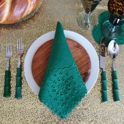 Green Eyelet Dinner Napkins (4)|Chefanie Clearance