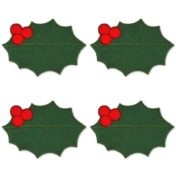 Green Holly Leaf Cocktail Napkins (4)|Chefanie Sale