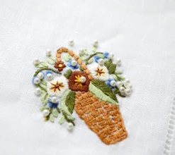 Pearl Flower Basket Dinner Napkins (4)|Chefanie