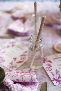 Pink & White Ceramic Straws (4)|Chefanie New