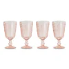 Pink Embossed Stem Glasses (4)|Chefanie Clearance
