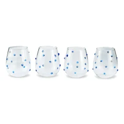 Stemless Blue Dot Glasses (4)|Chefanie Hot