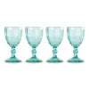 Teal Embossed Stem Glasses (4)|Chefanie Outlet